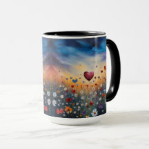 Betoverd Hart en Wildbloemen Mok