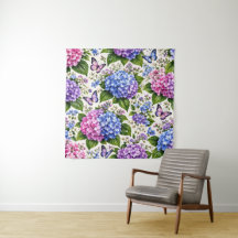 Betoverd Hydrangea Vlinder Bloemmotief