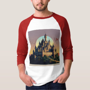 Betoverd kasteel en draak - magische fantasiekunst t-shirt