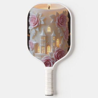 Betoverd Kasteel Kaars Zacht Roze Roos Droom  Pickleball Paddle