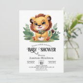 Betoverd Little Lion digitaal Baby shower Kaart (Staand voorkant)