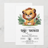 Betoverd Little Lion digitaal Baby shower Kaart (Voorkant / Achterkant)