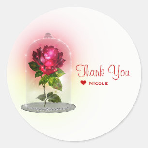 Betoverd Magisch Fantasie Rode Roos Verjaardagsfee Ronde Sticker