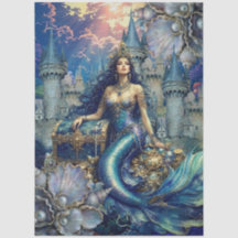 Betoverd Mytisch Fantasie Zeemeermin Decoupage
