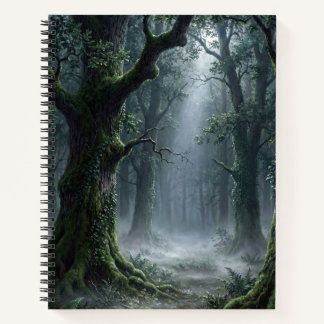 Betoverd Oerbos | Nevelig Bos Zonlicht Notitieboek