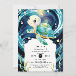 Betoverd onder de zee Boho Turtle Verjaardag Kaart
