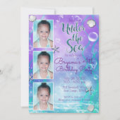 Betoverd Onder de Zee Paars Turquoise 3 Foto Feest Kaart (Voorkant)