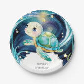 Betoverd Onder het Zee Boho Turtle Verjaardag Papieren Bordje (Voorkant)