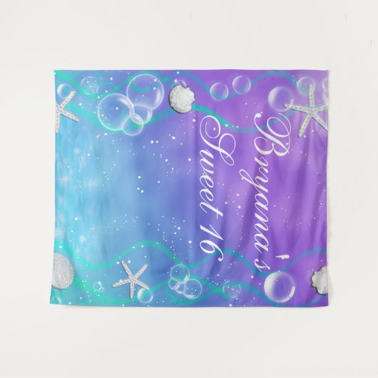 Betoverd onder het Zee Sweet 16 Party Achtergrond Wandkleed (Voorkant (horizontaal))