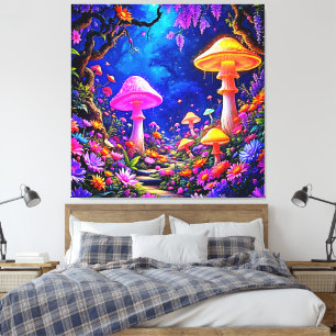 Betoverd paddenstoelenbos canvas afdruk
