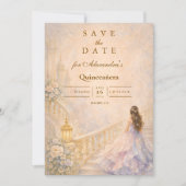 Betoverd paleis sprookjesachtige Quinceañera Save The Date (Voorkant)