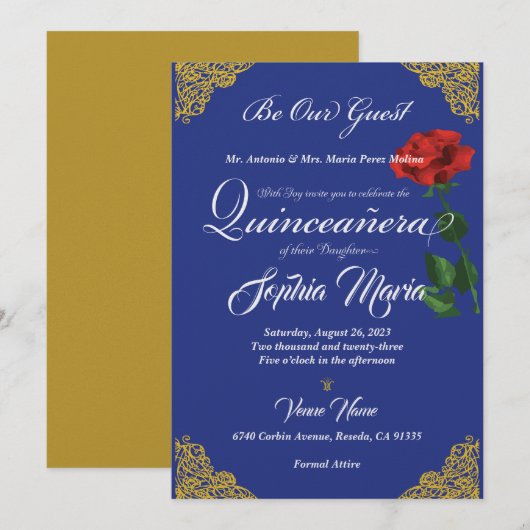 Betoverd Roos Quinceanera Kaart (Voorkant / Achterkant)