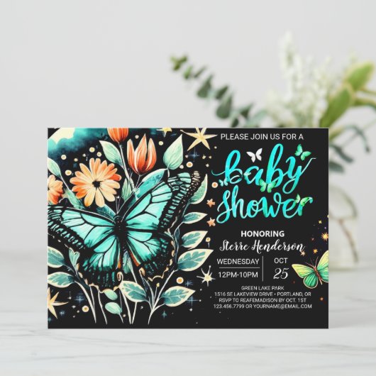 Betoverd Salie Groen Baby shower Kaart (Staand voorkant)