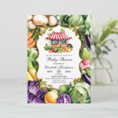 Betoverd Schattige Farmer's Market Baby shower Kaart (Staand voorkant)