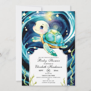 Betoverd Schattige Ocean Turtle Baby shower Kaart