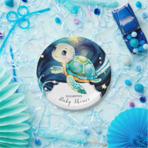 Betoverd Schattige Ocean Turtle Baby shower Papieren Bordje
