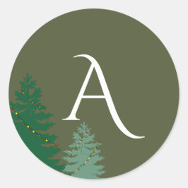 Betoverd Seizoen Vakantie Monogram Ronde Sticker