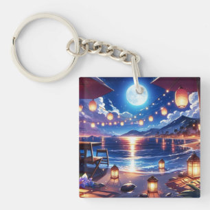Betoverd strand bij Night Painting Sleutelhanger