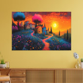 Betoverd Sunset Village Canvas Afdruk (Insitu (Woonkamer))