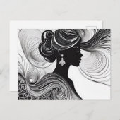 Betoverd zwart moderne mooie vrouw briefkaart (Voorkant / Achterkant)