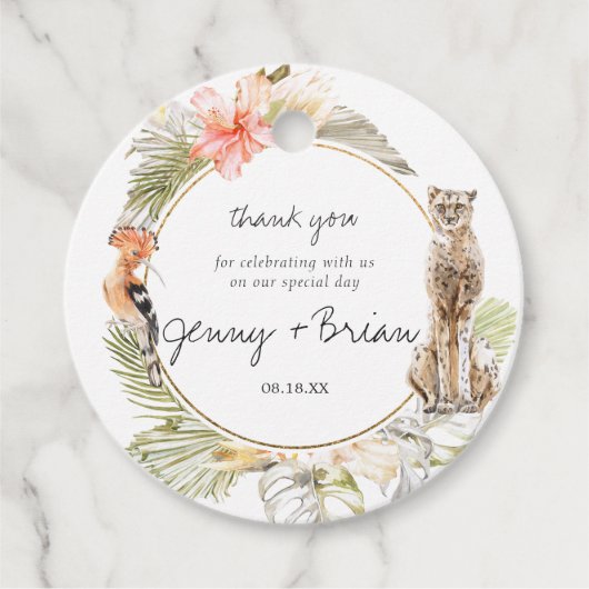 Betoverde Afrikaanse Safari | Bruiloft dank u Bedankjes Labels (Voorkant)