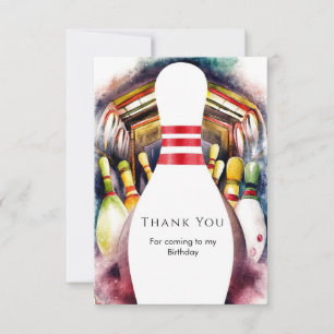 Betoverde Aquarel Custom Bowling Verjaardag Bedankkaart
