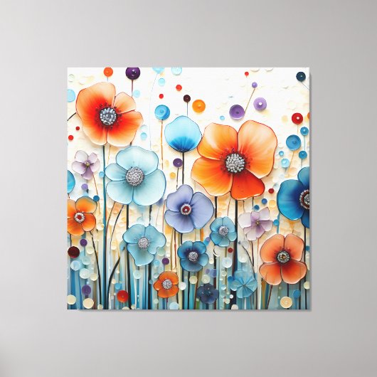 Betoverde bloeiende weidebloemen canvas afdruk (Voorkant)