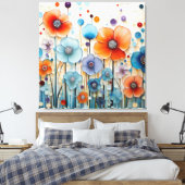 Betoverde bloeiende weidebloemen canvas afdruk (Insitu (Slaapkamer))