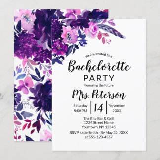 Betoverde Bloemen Paarse Bloemen Bachelorette Part Kaart