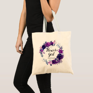 Betoverde Bloemen Paarse Bloemenmeisje Monogram Tote Bag