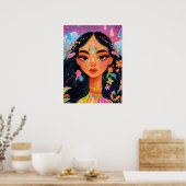 betoverde bloemengodin poster (Keuken)