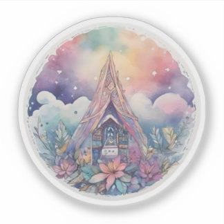 Betoverde bloemenhut onder sterrenhemel sticker