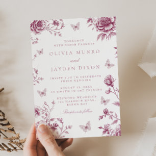 Betoverde  Blush Dusty Roos Bloemen bruiloft Kaart