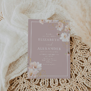 Betoverde Blush Wildflower White Border Bruiloft Kaart