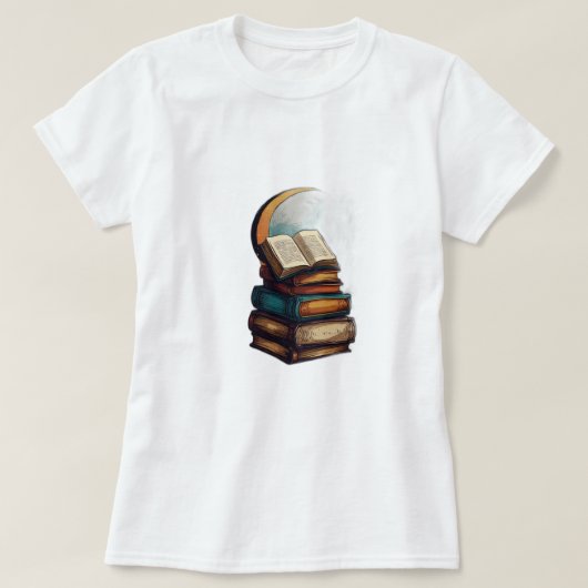 Betoverde Boeken Stack T-shirt Celestial L (Design voorkant)