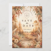 Betoverde Boho Bosbruiloft Save The Date (Voorkant)