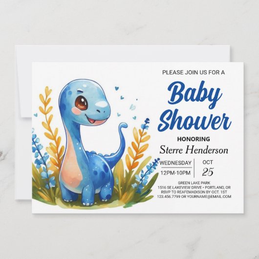 Betoverde Boho Schattige Dinosaur Boy Baby shower Kaart (Voorkant)