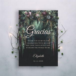 Betoverde Bos Boog Sprookje Groen Quinceanera Bedankkaart