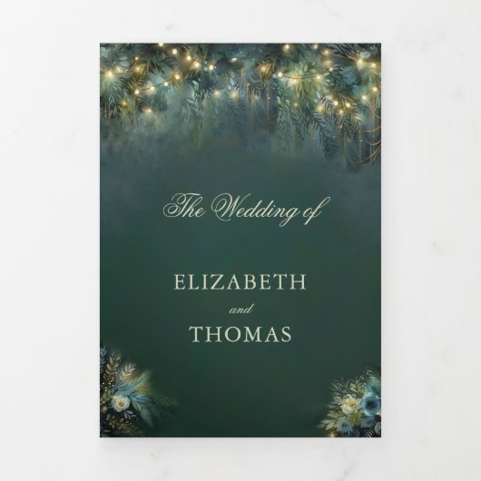 Betoverde bos bos bos sprookje bruiloft drieluik uitnodiging (Cover)