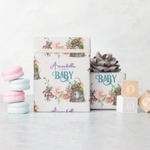 Betoverde Bos Feeëntuin Deur Baby Shower Cadeaupapier