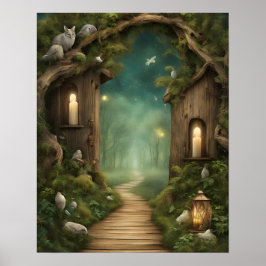 Betoverde Bos Hout Vogelkaars Poster