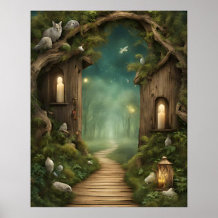 Betoverde Bos Hout Vogelkaars Poster