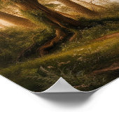 Betoverde bos landschap schilderij poster (Hoek)