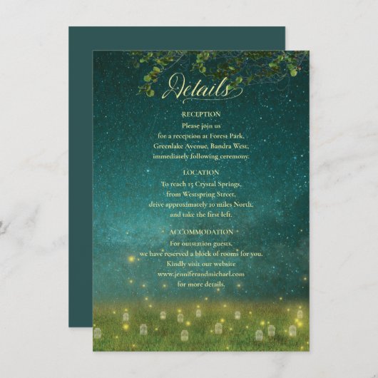 Betoverde Bos Mason Jar Rustieke Bruiloft Informatiekaartje (Voorkant / Achterkant)