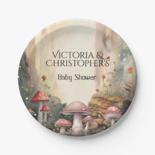 Betoverde Bos Paddestoel Mushroom Baby shower Papieren Bordje