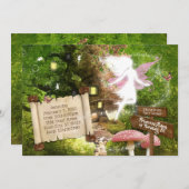 Betoverde Bos Roze Fee Uitnodiging (Voorkant / Achterkant)