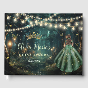 Betoverde bos smaragdgroene jurk Quinceanera Gastenboek