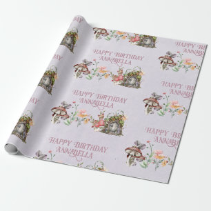 Betoverde Bos Sprookjestuin Deur op Paars Cadeaupapier