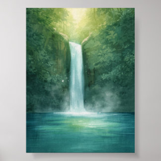 Betoverde Bos Waterval Poster