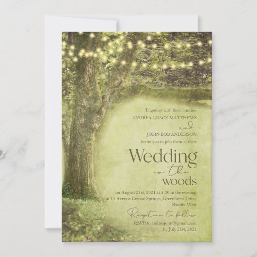 Betoverde Bos Woodland Bomen Rustieke Bruiloft Kaart (Voorkant)